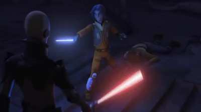 This is what believably happens when a novice force user goes up against a well trained dark sider - Looking at you Kylo vs Rey in TFA