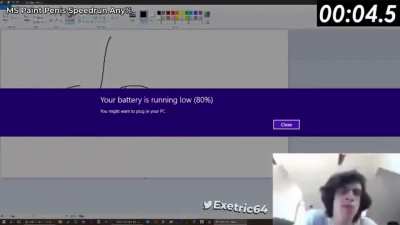 He is drawing a