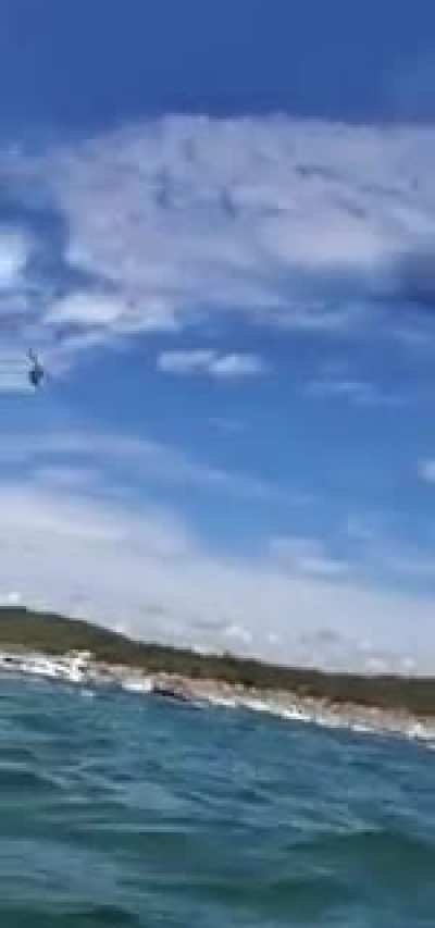 Point of view of a boat sinking (Lake Travis Trump Parade)