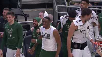[Highlight] Khris misses the 3, but sticks with the play and slams it home