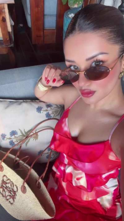 Avneet Kaur in Red Floral Ruffle Gown - IG Story-11th March 2026