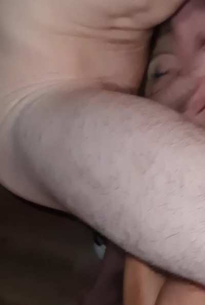 My poor husband has to watch my suck his friends balls with his friends thick cum dripping from my face