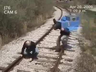 Man gets hit by a train