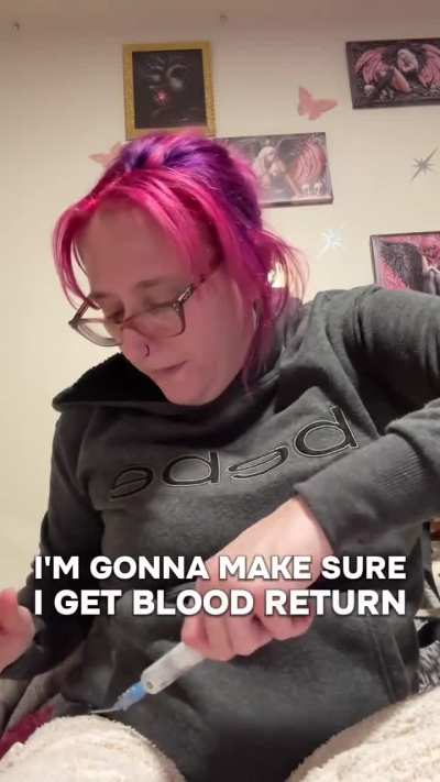 Watch Dani hook up to her IV antibiotics.
