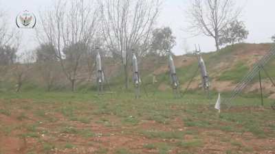 FSA rocket teams setting up & launching home brewed IRAMs at SAA positions in N. Hama - 2017
