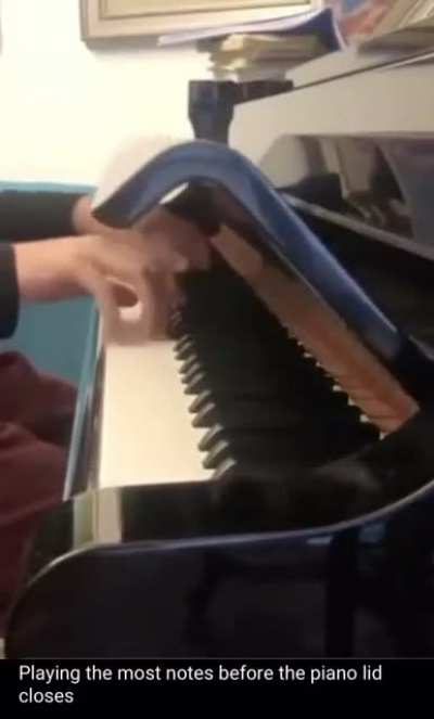 Playing the mort notes before the piano lid closes!!