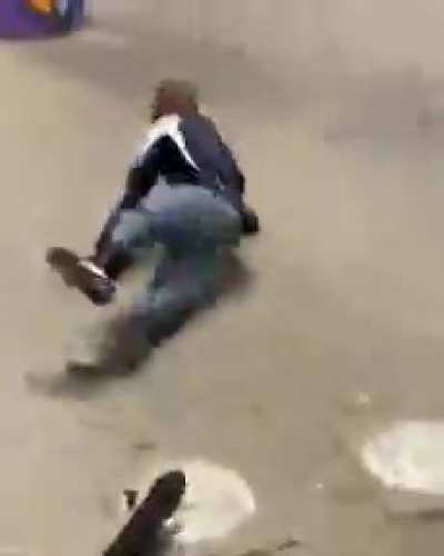 He fell, flipped, then stuck the landing