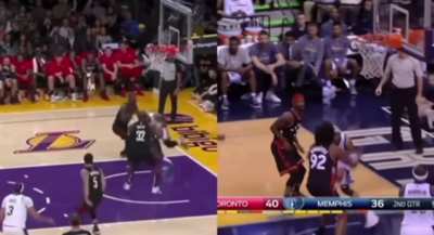 [Highlight] Side-by-side of 39 year old LeBron and 39 year old Vince Carter doing the exact same 360 layup out of the post