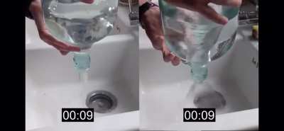 When emptying liquids from bottles/jugs, swirl the bottle to empty it quicker