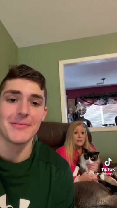 The cat knew it was coming