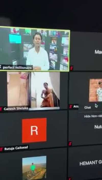 Man scratches his jock itch without realising he left his camera on in a online meeting!