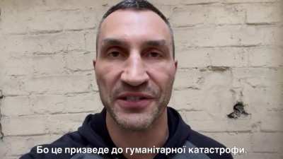 Volodymyr Klytschko, mayor of Kyiv and former heavyweight world champion, addressing the democratic & free world just now