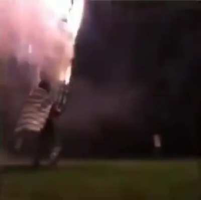 Shooting with fireworks directly in front of the face.