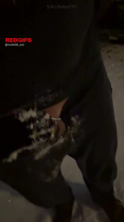 Canadian-style CBT: My Wife decided to take me outside on a cold winter night to pack freezing snow onto my balls and chastity cage 🥶