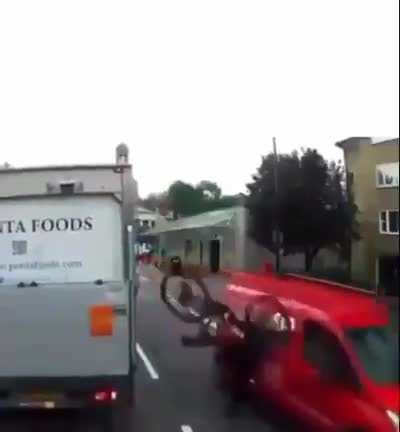 Crossing the road behind a van .....