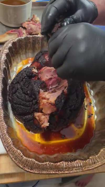 A 13 hour pulled ham I did a while back. It was the first, but definitely not the last.