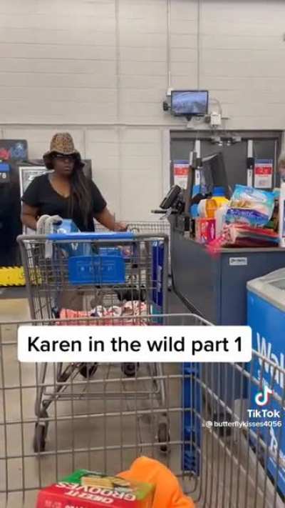 bitch ass karen has a ton of items in the 20 items or less line and then complains about bad customer service when confronted.