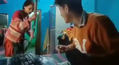 It's an indian mom. What did he think would happen!!