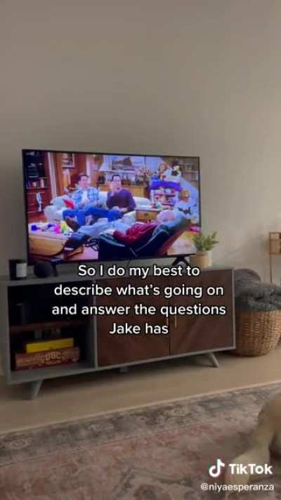 Girlfriend describing what’s happening on tv in real-time to her blind boyfriend.