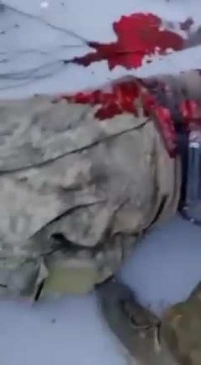 Ukrainian soldiers shooting Russian POW in the legs NSFW