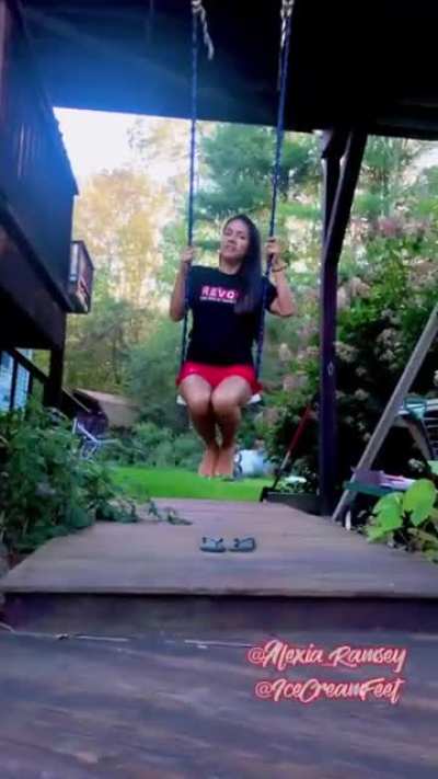 Can you push me on the swing by my soles using your face