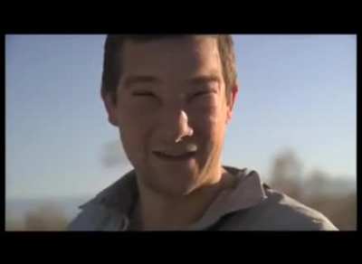 Bear Grylls stung by a bee.