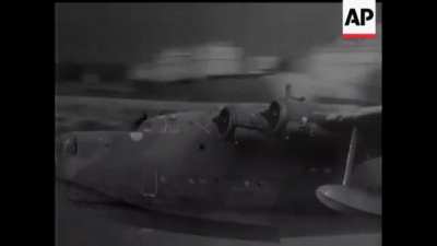 Short Sunderland flying boat of No. 10 Squadron RAAF taking off in 1940
