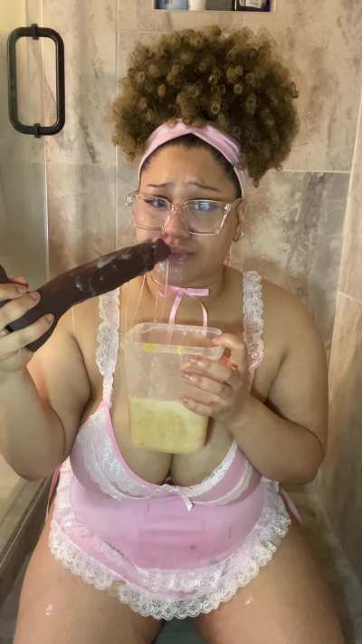 This maid loves to puke on BBC