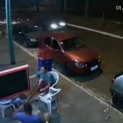 Tire attacks man minding his own business