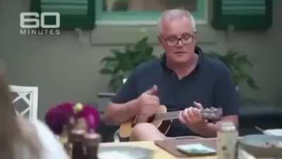 The Australian Prime Minister playing the ukulele