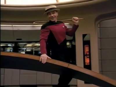 Patrick Stewart dancing and singing on the bridge of USS Enterprise-D. Originally filmed in 1991 as a birthday suprise for Gene Roddenberry, it wasn't meant for public viewing but a copy was made and later included as a DVD bonus.
