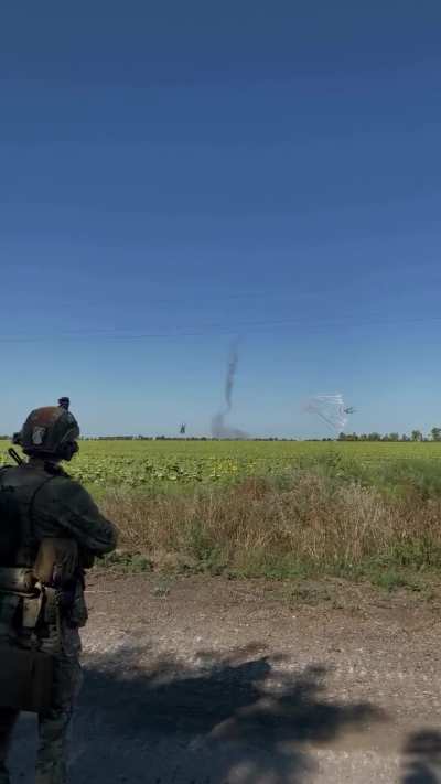 Ukrainian JTAC team observing a pair of Mi-24 attack helicopters of the Ground Forces Aviation firing rockets at a target pre-designated by them. Published on August 16, 2024 by 