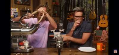 Rhett and link put bull penis in an ice shaver