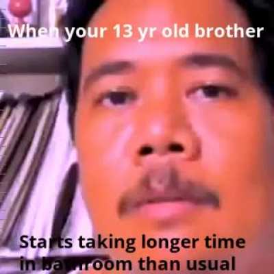 What is he doin in bathroom (wrong answer only)