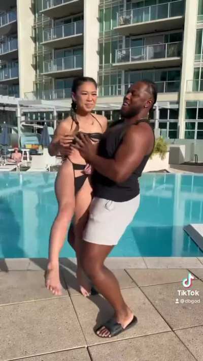[/r/damngoodinterracial] Tiny Asian girl is used as workout equipment and later pounded in the bedroom
