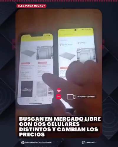 Buscan en mercado libre con dos celulares distintos y cambian los precios