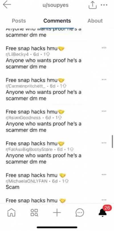 Idk who this is but hes spamming scam under everyones stuff 🤨