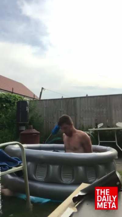 This might happen if you jump into a kids swimming pool