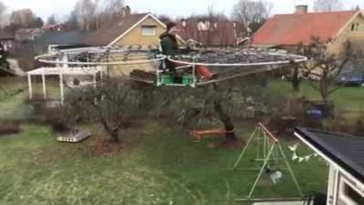 Home-made working rideable drone.