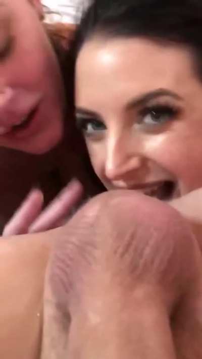 Sophie Dee & Angela White rimming a guy