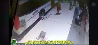 85 year old Brazilian woman gets her head popped by a bus