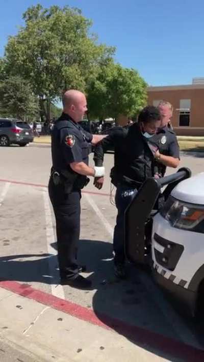 just watched UNT Police Dept. unlawfully arrest a Black student trying to attend a job fair on campus, claiming he was “trespassing” despite having a student ID number.