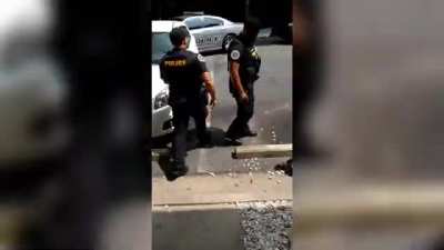 Mother tells off group of cops who are harassing her children