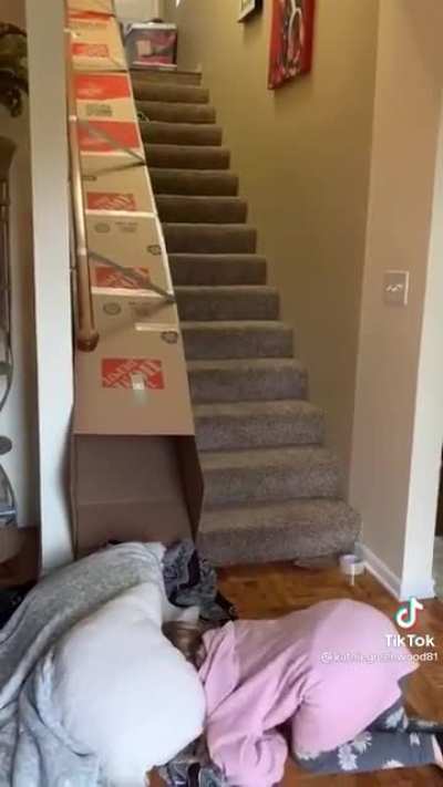 Dad gets to try out his cardboard creation