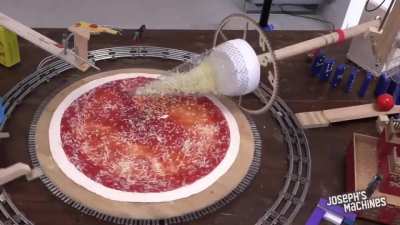 Rube Goldberg pizza making machine