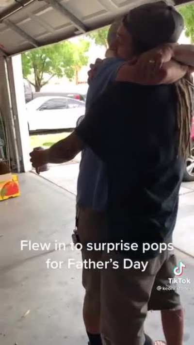 Flew in to see his father for Father’s Day