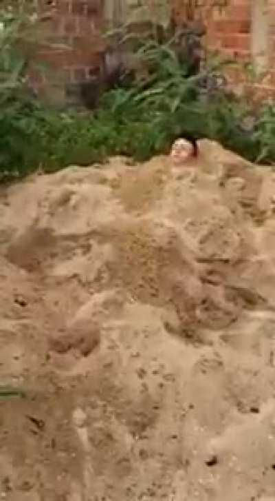 thug trying to hide in the sand