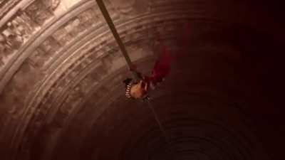 Lucian sliding down into hell