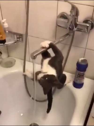 Hard way to drink some water
