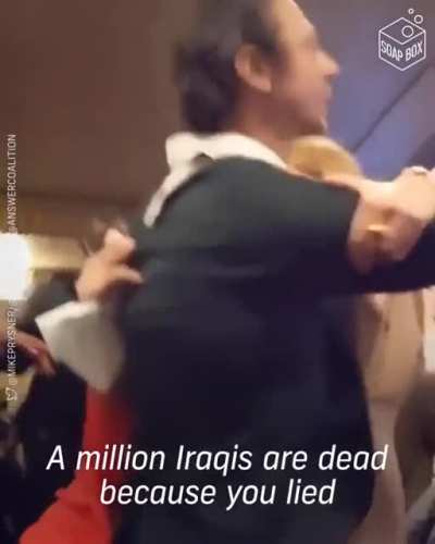 Iraq Vet demands accountability from GWB, gets kicked out.